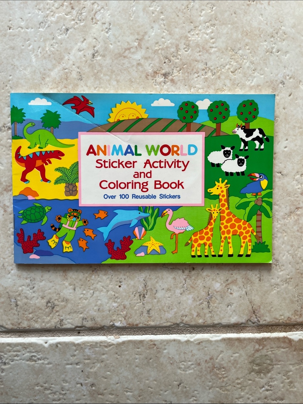 animal world vintage sticker activity/coloring book, sandylion rare collectible